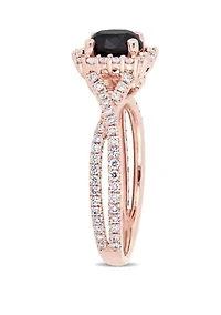 1.5 ct. t.w. Black and White Diamond Halo Infinity Engagement Ring 14K Rose Gold