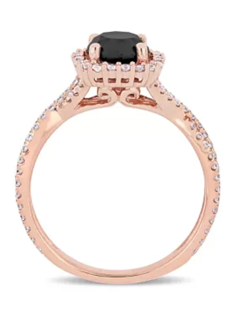 1.5 ct. t.w. Black and White Diamond Halo Infinity Engagement Ring 14K Rose Gold