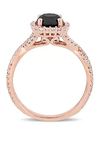 1.5 ct. t.w. Black and White Diamond Halo Infinity Engagement Ring 14K Rose Gold