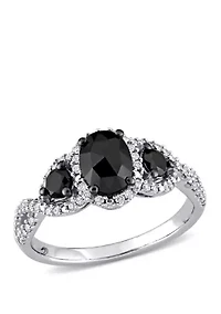 1.3 ct. t.w. Black and White Diamond Halo Engagement Ring 14K Gold