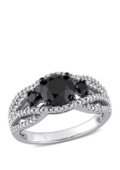 1.9 ct. t.w. Black and White Diamond Crossover Engagement Ring 14K Gold