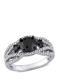 1.9 ct. t.w. Black and White Diamond Crossover Engagement Ring 14K Gold