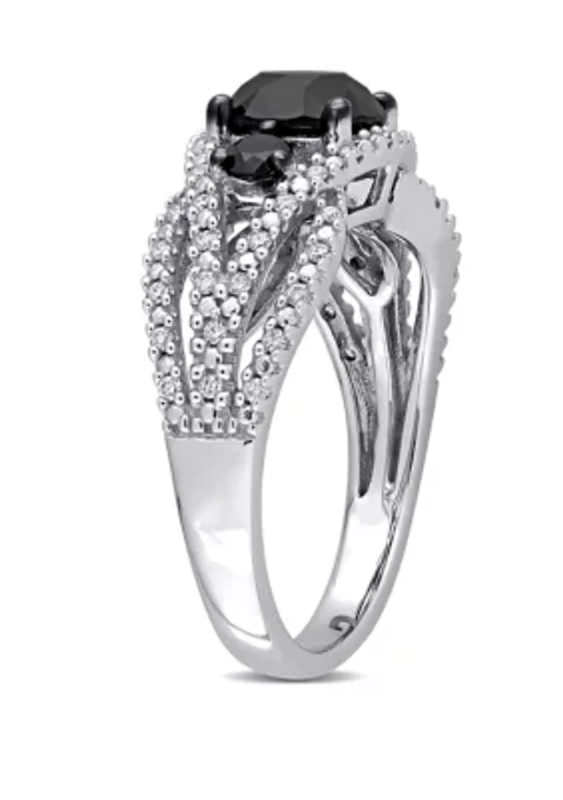 1.9 ct. t.w. Black and White Diamond Crossover Engagement Ring 14K Gold