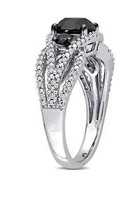 1.9 ct. t.w. Black and White Diamond Crossover Engagement Ring 14K Gold