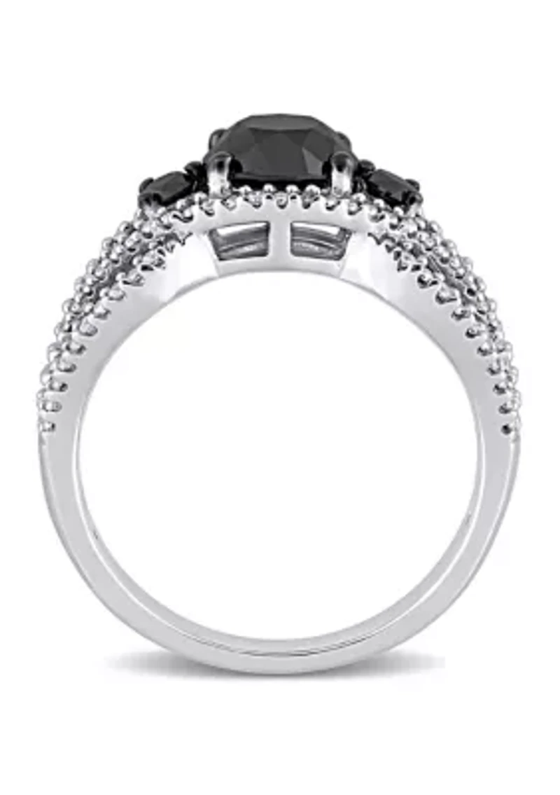 1.9 ct. t.w. Black and White Diamond Crossover Engagement Ring 14K Gold