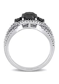 1.9 ct. t.w. Black and White Diamond Crossover Engagement Ring 14K Gold