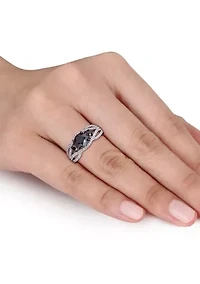 1.9 ct. t.w. Black and White Diamond Crossover Engagement Ring 14K Gold
