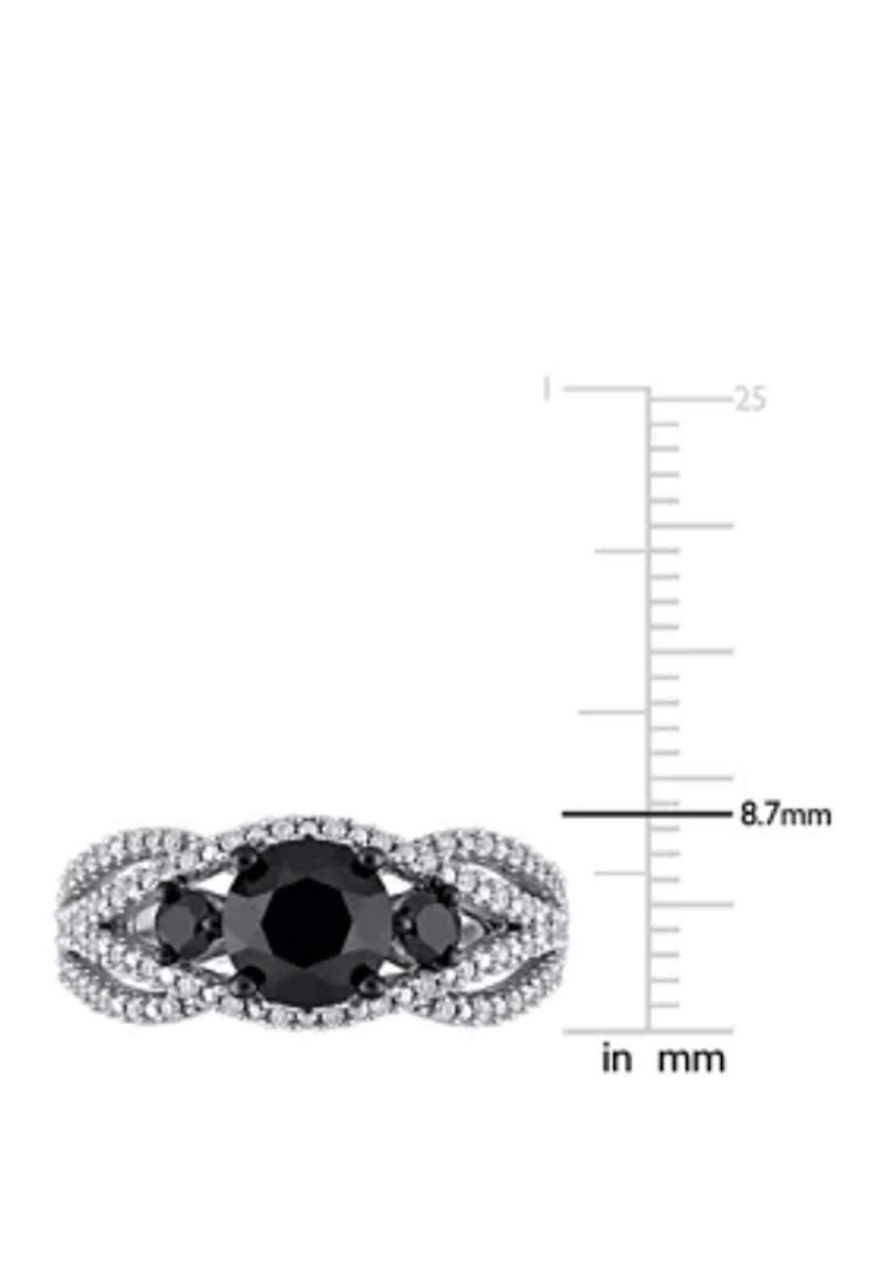 1.9 ct. t.w. Black and White Diamond Crossover Engagement Ring 14K Gold