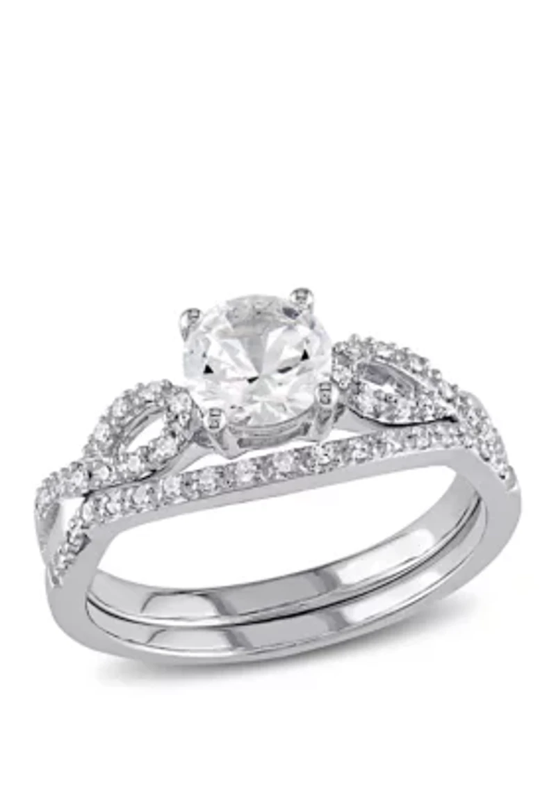 1 ct. t.w. Lab Created White Sapphire and 1/6 Diamond Infinity Bridal Set 10K Gold