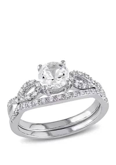 1 ct. t.w. Lab Created White Sapphire and 1/6 Diamond Infinity Bridal Set 10K Gold