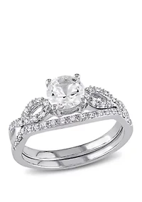 1 ct. t.w. Lab Created White Sapphire and 1/6 Diamond Infinity Bridal Set 10K Gold