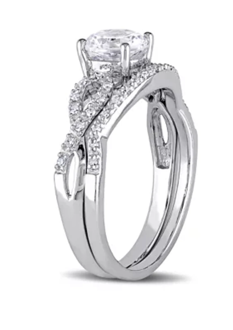 1 ct. t.w. Lab Created White Sapphire and 1/6 Diamond Infinity Bridal Set 10K Gold