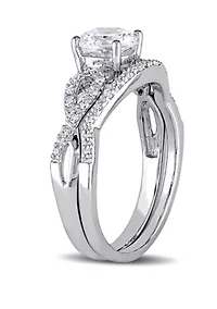 1 ct. t.w. Lab Created White Sapphire and 1/6 Diamond Infinity Bridal Set 10K Gold