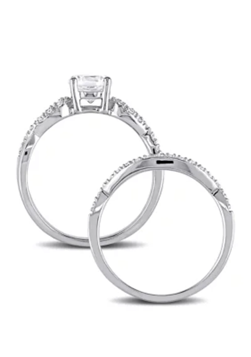 1 ct. t.w. Lab Created White Sapphire and 1/6 Diamond Infinity Bridal Set 10K Gold