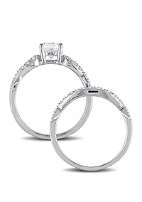 1 ct. t.w. Lab Created White Sapphire and 1/6 Diamond Infinity Bridal Set 10K Gold