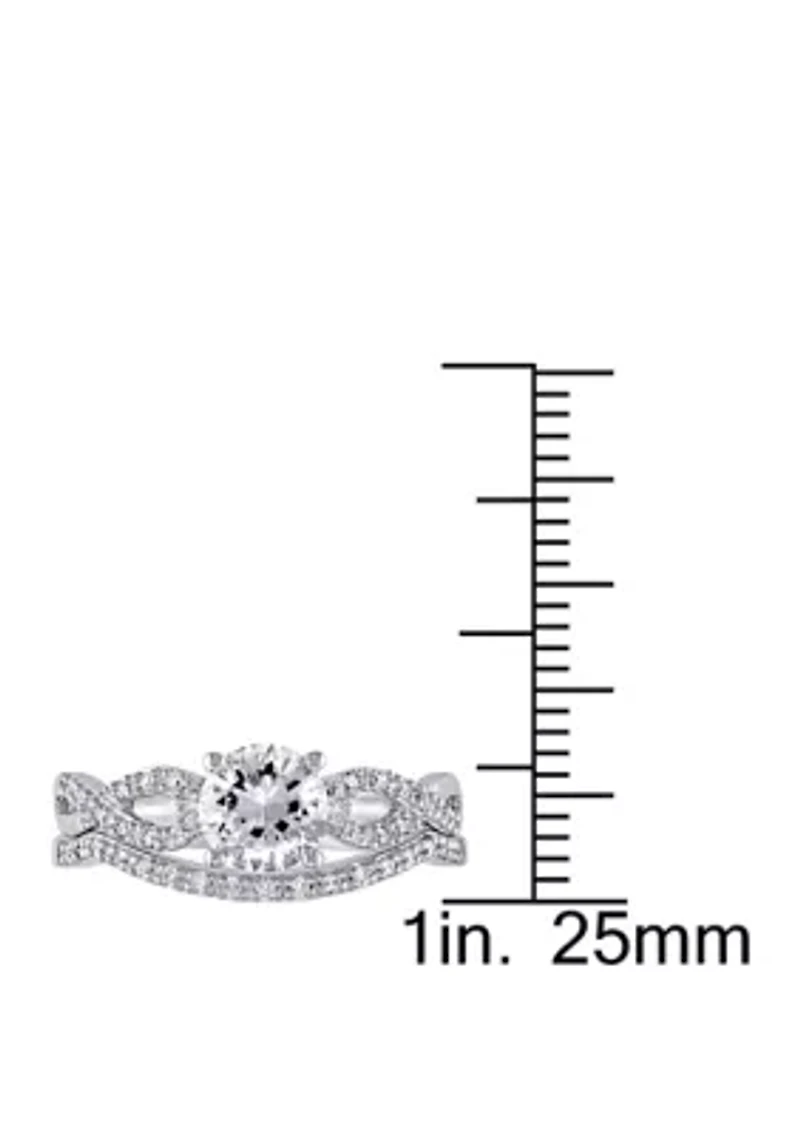 1 ct. t.w. Lab Created White Sapphire and 1/6 Diamond Infinity Bridal Set 10K Gold