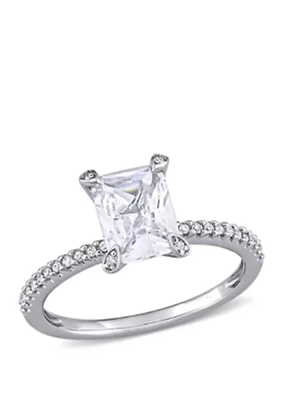 2 ct. t.w. Lab Created White Sapphire and 1/10 Diamond Engagement Ring 10K Gold