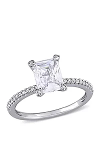 2 ct. t.w. Lab Created White Sapphire and 1/10 Diamond Engagement Ring 10K Gold