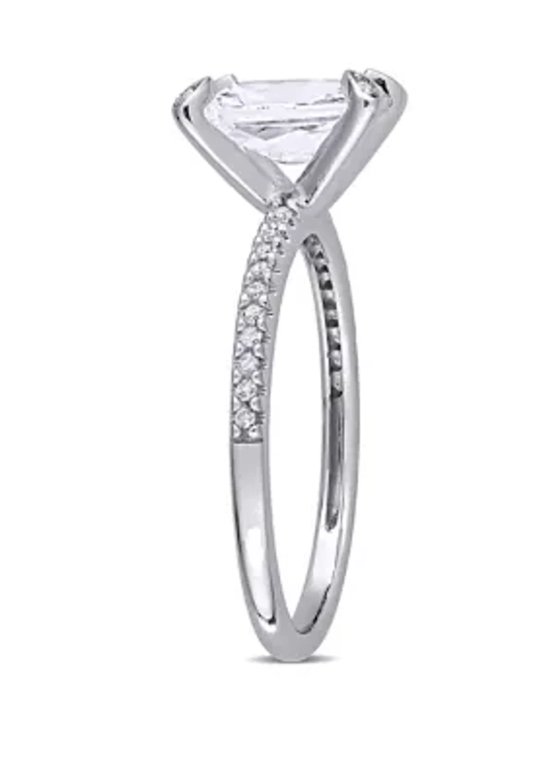 2 ct. t.w. Lab Created White Sapphire and 1/10 Diamond Engagement Ring 10K Gold