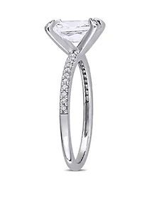 2 ct. t.w. Lab Created White Sapphire and 1/10 Diamond Engagement Ring 10K Gold