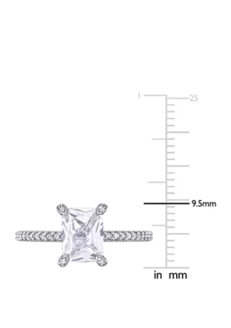 2 ct. t.w. Lab Created White Sapphire and 1/10 Diamond Engagement Ring 10K Gold