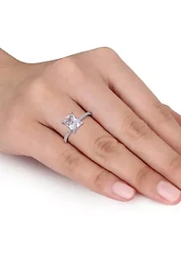 2 ct. t.w. Lab Created White Sapphire and 1/10 Diamond Engagement Ring 10K Gold