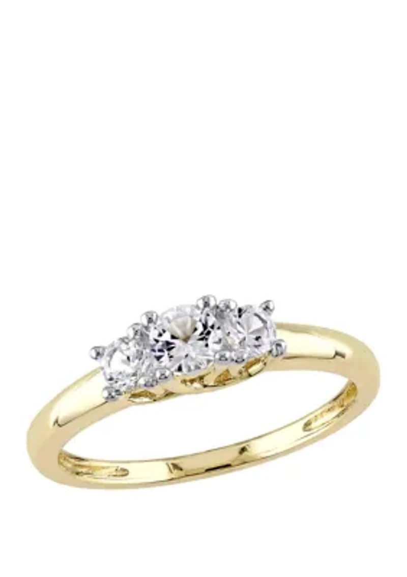 5/8 ct. t.w. Lab Created White Sapphire 3 Stone Engagement Ring 10K Yellow Gold