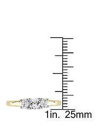 5/8 ct. t.w. Lab Created White Sapphire 3 Stone Engagement Ring 10K Yellow Gold