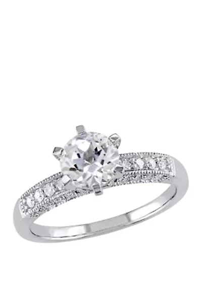 1.3 ct. t.w. Lab Created White Sapphire and 1/4 Diamond Engagement Ring 10K Gold