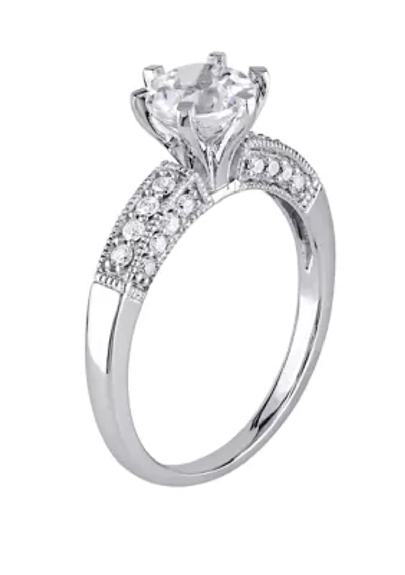 1.3 ct. t.w. Lab Created White Sapphire and 1/4 Diamond Engagement Ring 10K Gold