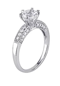 1.3 ct. t.w. Lab Created White Sapphire and 1/4 Diamond Engagement Ring 10K Gold