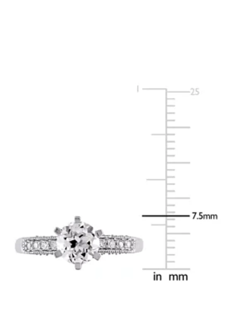 1.3 ct. t.w. Lab Created White Sapphire and 1/4 Diamond Engagement Ring 10K Gold
