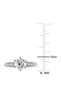 1.3 ct. t.w. Lab Created White Sapphire and 1/4 Diamond Engagement Ring 10K Gold