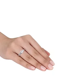 1.3 ct. t.w. Lab Created White Sapphire and 1/4 Diamond Engagement Ring 10K Gold