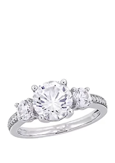 3 ct. t.w. Lab Created White Sapphire and 1/10 Diamond Stone Ring 10K Gold