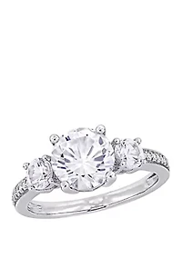 3 ct. t.w. Lab Created White Sapphire and 1/10 Diamond Stone Ring 10K Gold