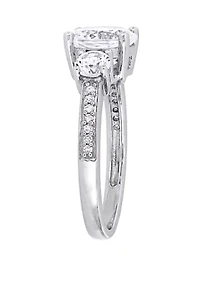 3 ct. t.w. Lab Created White Sapphire and 1/10 Diamond Stone Ring 10K Gold