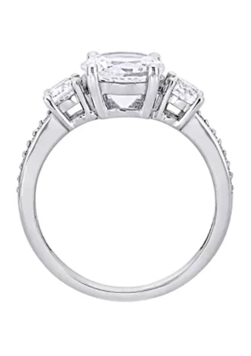 3 ct. t.w. Lab Created White Sapphire and 1/10 Diamond Stone Ring 10K Gold
