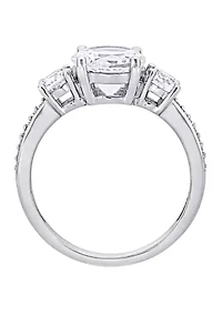 3 ct. t.w. Lab Created White Sapphire and 1/10 Diamond Stone Ring 10K Gold