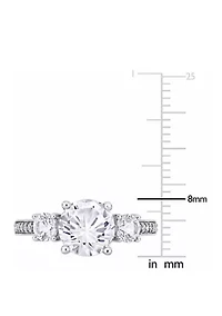 3 ct. t.w. Lab Created White Sapphire and 1/10 Diamond Stone Ring 10K Gold