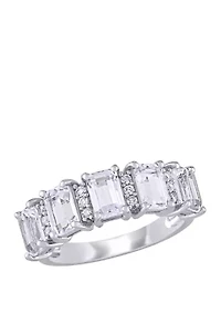 3.3 ct. t.w. Lab Created White Sapphire and 1/10 Diamond Semi-Eternity Ring 10K Gold