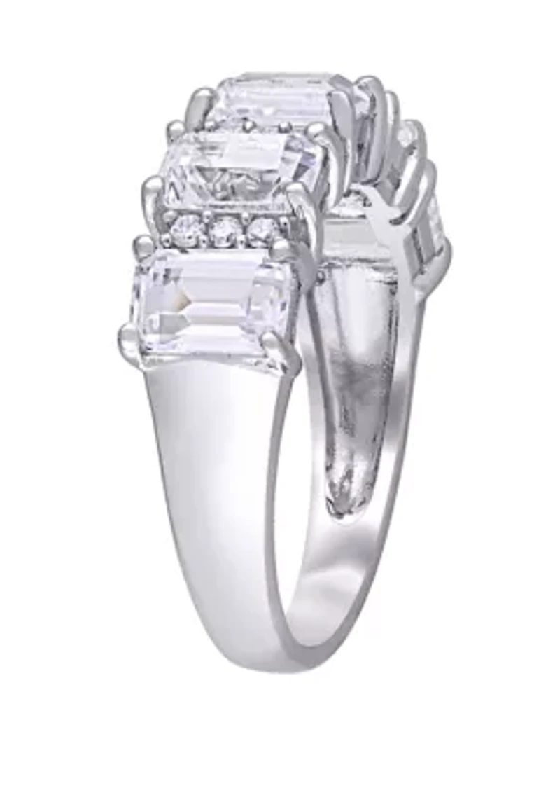 3.3 ct. t.w. Lab Created White Sapphire and 1/10 Diamond Semi-Eternity Ring 10K Gold