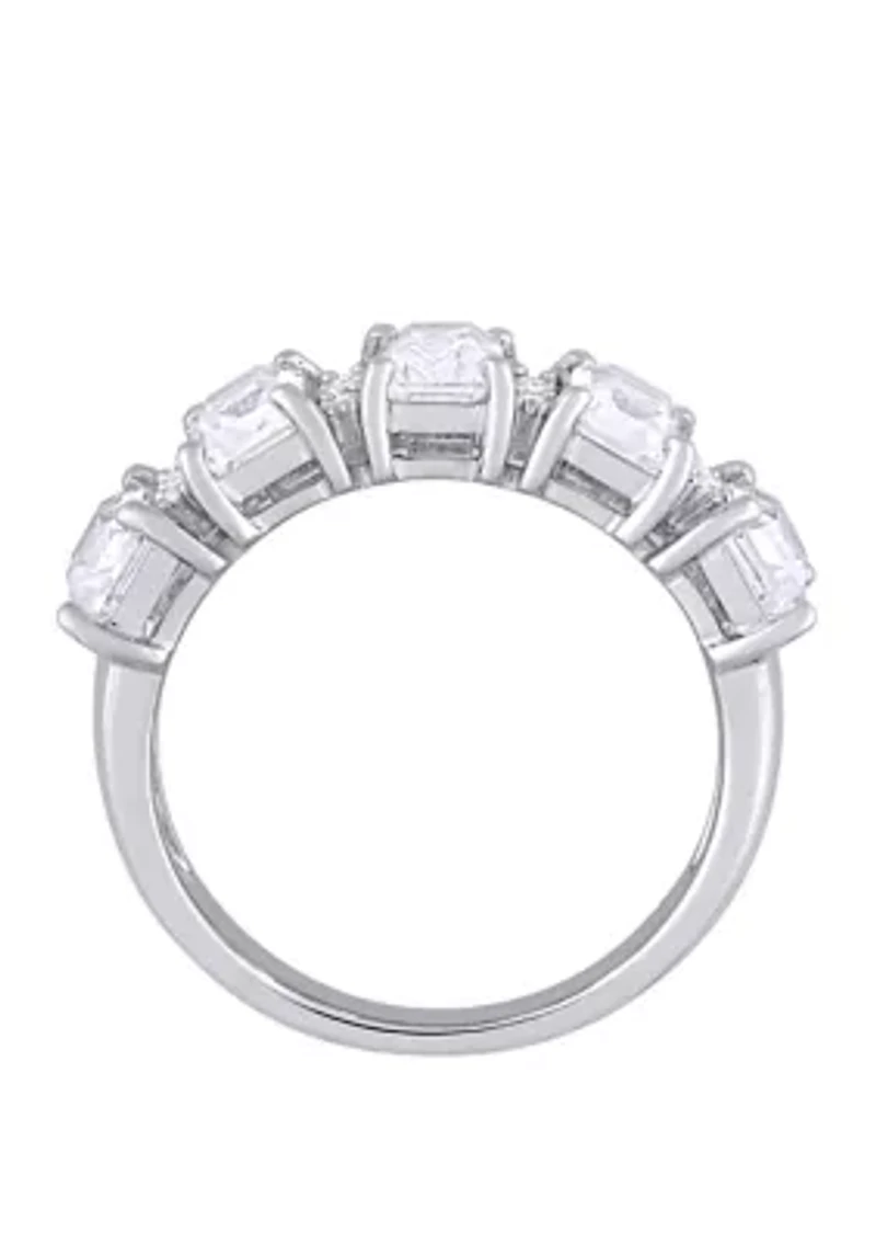 3.3 ct. t.w. Lab Created White Sapphire and 1/10 Diamond Semi-Eternity Ring 10K Gold