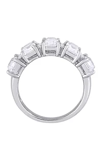 3.3 ct. t.w. Lab Created White Sapphire and 1/10 Diamond Semi-Eternity Ring 10K Gold