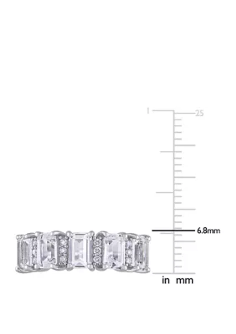 3.3 ct. t.w. Lab Created White Sapphire and 1/10 Diamond Semi-Eternity Ring 10K Gold