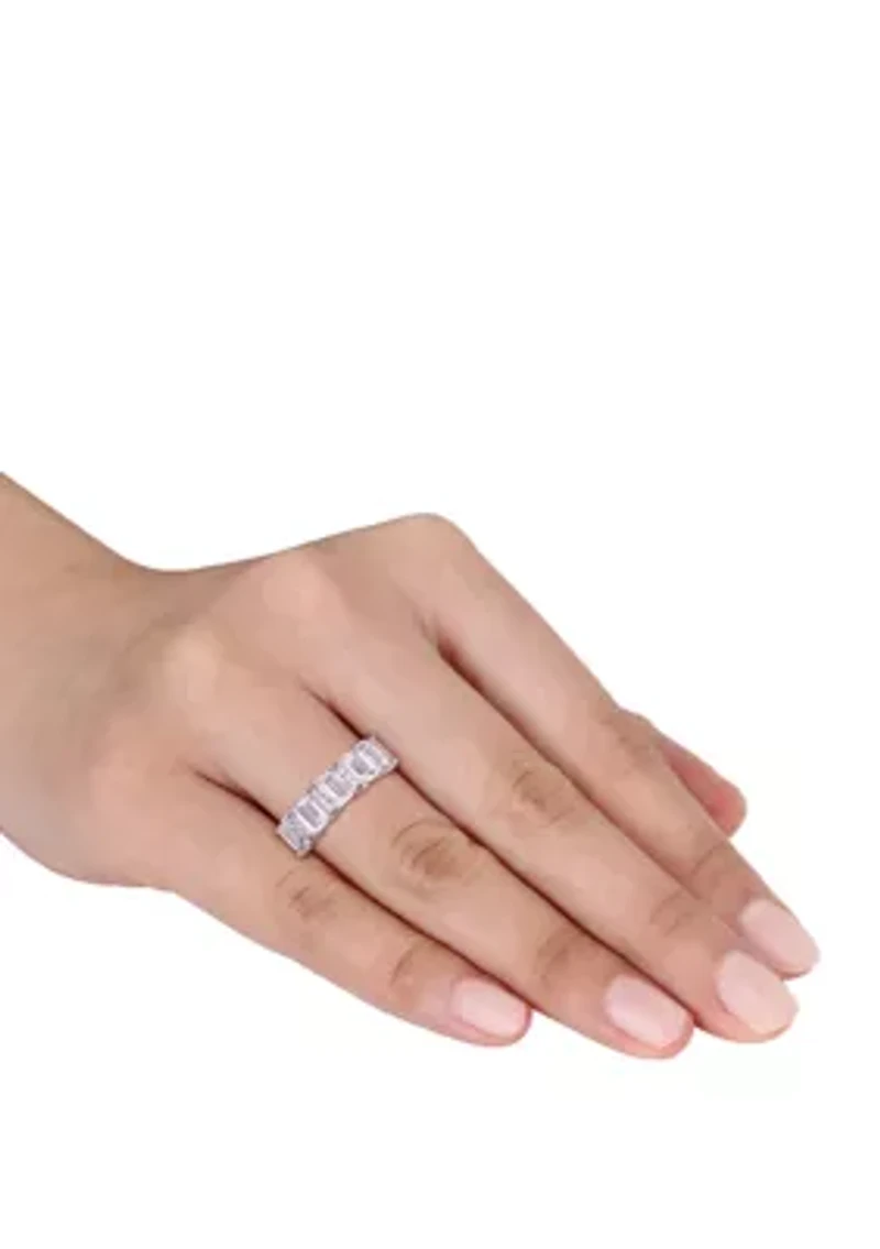 3.3 ct. t.w. Lab Created White Sapphire and 1/10 Diamond Semi-Eternity Ring 10K Gold