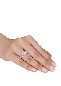 3.3 ct. t.w. Lab Created White Sapphire and 1/10 Diamond Semi-Eternity Ring 10K Gold