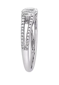 1 ct. t.w. Lab Created White Sapphire and 1/3 Diamond Split Shank Engagement Ring 10K Gold