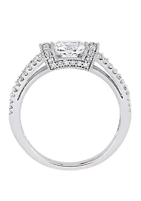 1 ct. t.w. Lab Created White Sapphire and 1/3 Diamond Split Shank Engagement Ring 10K Gold