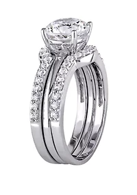 3.25 ct. t.w. Lab Created White Sapphire 3 Piece Bridal Ring Set 10K Gold